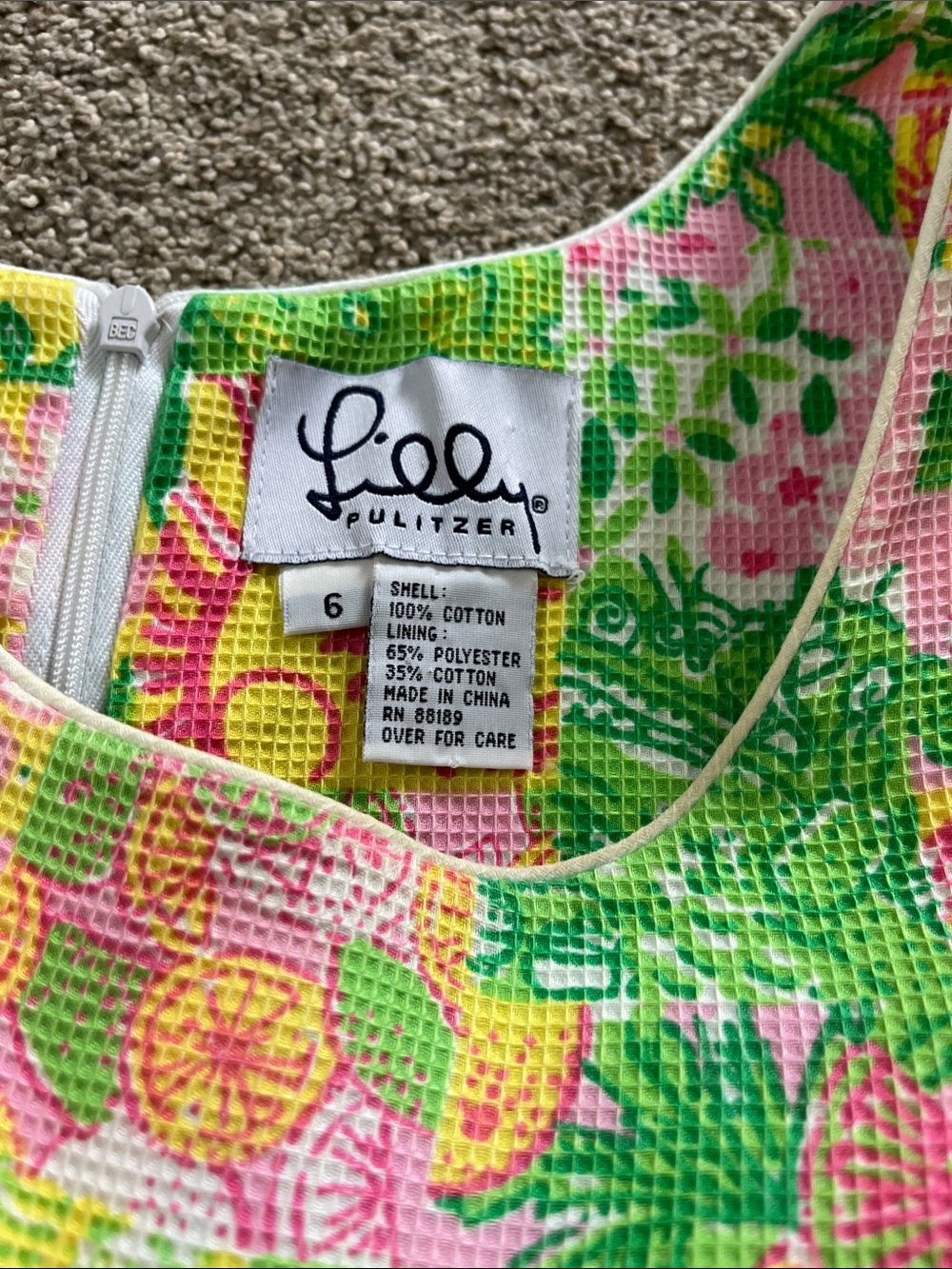 🍊🐨Lilly Pulitzer White Label Textured sz6 Patchwork Koala Sun Fruit Krista Shift - Picture 7 of 14